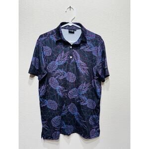 Sunday Swagger Polo Shirt Pineapple Neon Black Small